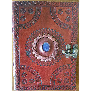 God's Eye Embossed leather journal w/ latch 5" x 7" - Wiccan Place
