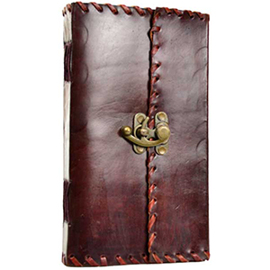 1842 Poetry Leather Blank Book w/ Latch 5 1/2" x 9" - Wiccan Place