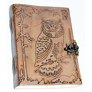 5" x 7" Owl in Jungle leather w/ Latch - Wiccan Place