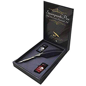 Steampunk Pen with Black & Amaranth Ink calligraphy set - Wiccan Place