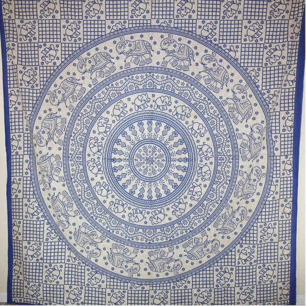 Blue Baby Elephant Chakra Mandala Tapestry