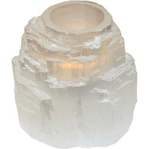 White Tower Selenite tealight candle holder - Wiccan Place