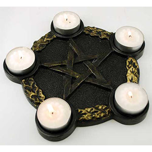 Pentagram Candle Holder altar plate - Wiccan Place