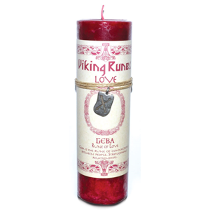 Love pillar candle with Geba Rune pendant - Wiccan Place