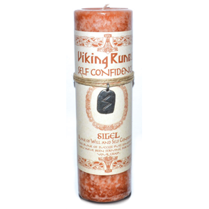 Self Confidence pillar candle with Sigel rune pendent - Wiccan Place