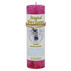 Love Pillar Candle w/ Fairy Dust Necklace 6 1/2" tall - Wiccan Place