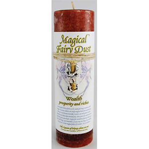 Wealth Pillar Candle w/ Fairy Dust Necklace - Wiccan Place