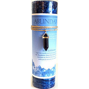 Abundance Pillar Candle w/ Blue Sandstone Pendant - Wiccan Place