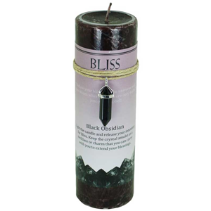 Bliss Pillar Candle w/ Black Obsidian Pendant - Wiccan Place