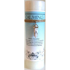 Calming pillar candle w/ White Howlite pendant - Wiccan Place