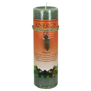 Energy Pillar Candle w/ Unakite Pendant - Wiccan Place