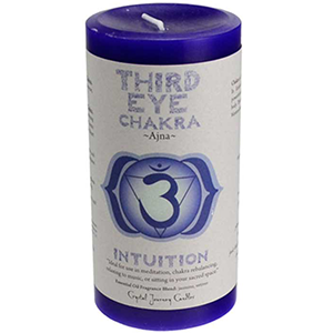 Third Eye Chakra pillar candle 3" x 6" - Wiccan Place