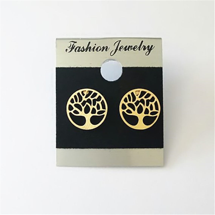 Classic Tree Of Life Earrings Studs, Stainless Steel