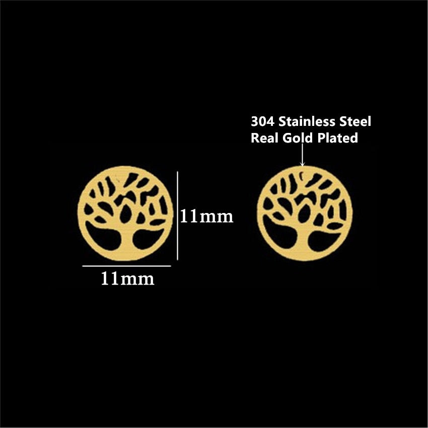 Classic Tree Of Life Earrings Studs, Stainless Steel