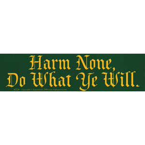 Harm None, Do What Ye Will Bumper Sticker - Wiccan Place