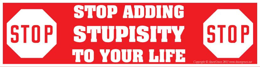 Stop Adding Stupisity Bumper Sticker - Wiccan Place