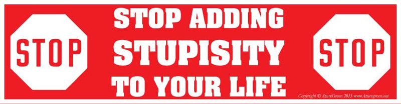 Stop Adding Stupisity Bumper Sticker - Wiccan Place