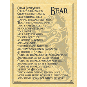 Bear Prayer poster - Wiccan Place