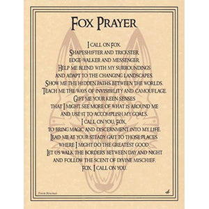 Fox Prayer poster - Wiccan Place