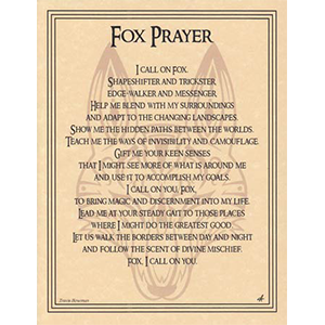 Fox Prayer poster - Wiccan Place