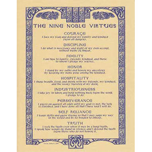 Nine Noble Virtues poster - Wiccan Place