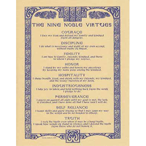Nine Noble Virtues poster - Wiccan Place
