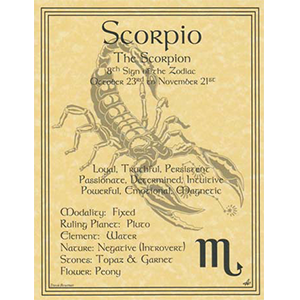 Scorpio Zodiac Sign (Sun in Scorpio) poster - Wiccan Place