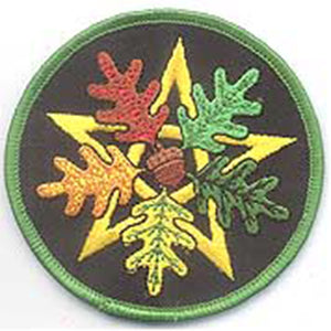 Oak Leaf Pentagram iron-on patch 3" - Wiccan Place