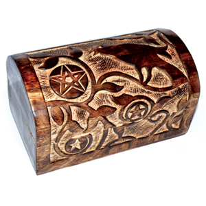 Raven/ Pentagram chest 4.75" x 8" - Wiccan Place