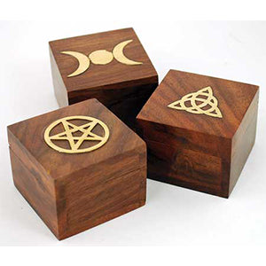 Brass Inlaid Box (various designs) - Wiccan Place