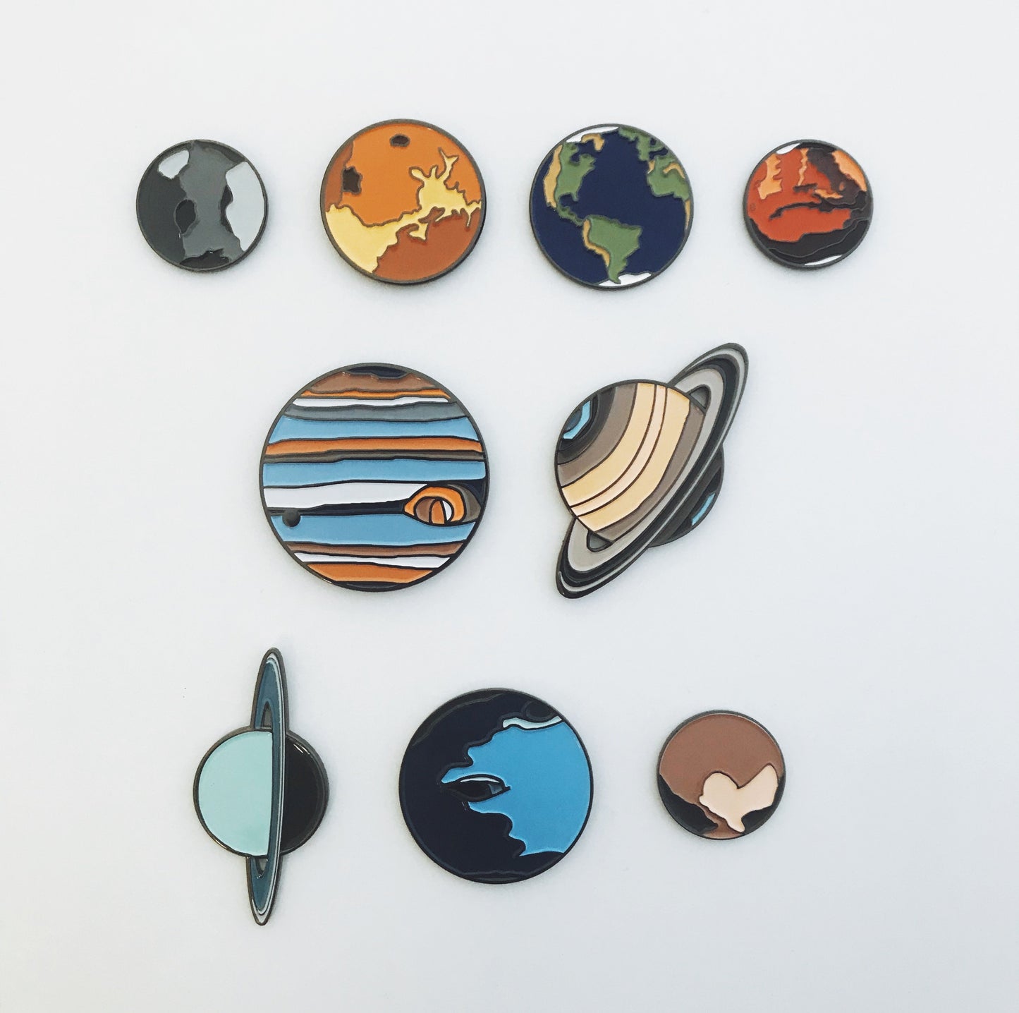 Solar System Planet Enamel Pin Set of 9