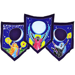 Triple Moon Goddess Prayer Flags 60" x 29" - Wiccan Place