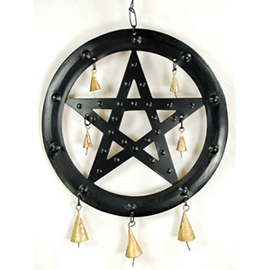 Black Pentagram wind chime 9 1/2" - Wiccan Place