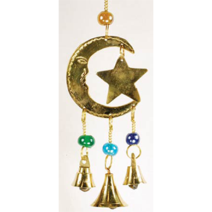 Three Bell Star and Moon wind chime - Wiccan Place
