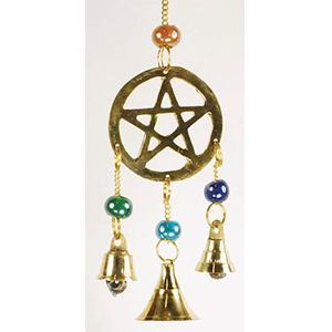 Three Bell Pentagram wind chime - Wiccan Place