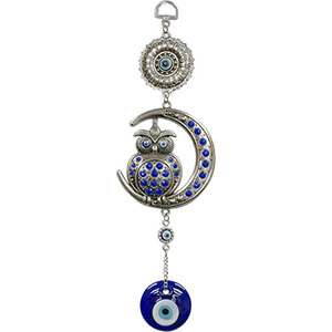 Owl on Moon Evil Eye wall hanging - Wiccan Place