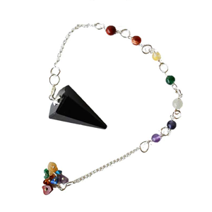 Tourmaline, Black 7 Chakra 6 sided pendulum - Wiccan Place