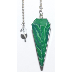 Malachite (reconstituted) 6-sided pendulum - Wiccan Place