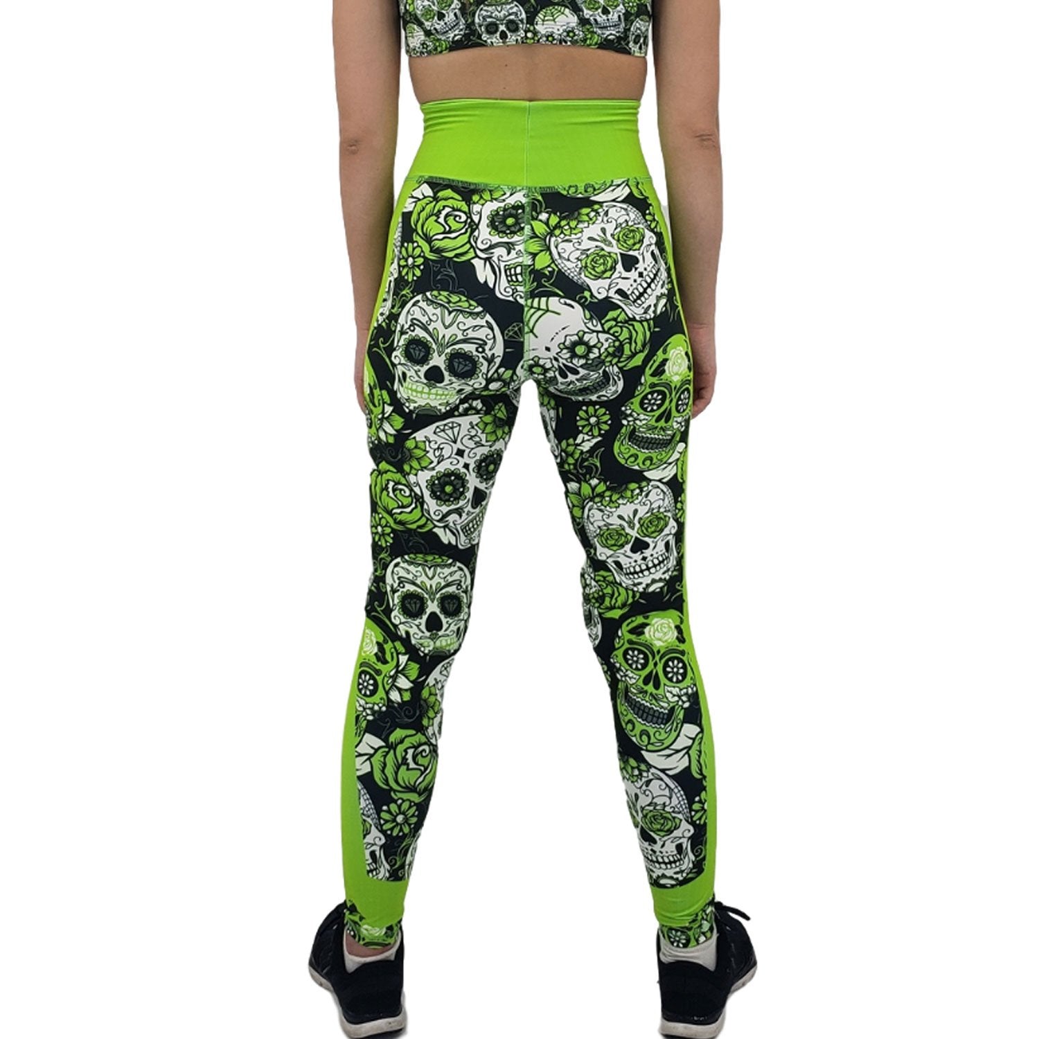 Neon Green Sugar Skull Leggings