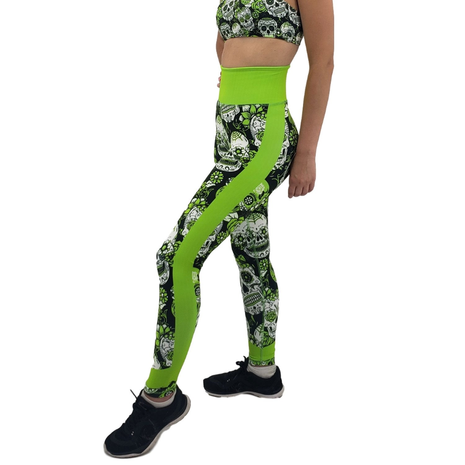 Neon Green Sugar Skull Leggings