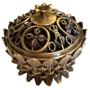 Lotus incense burner, antique bronze - Wiccan Place