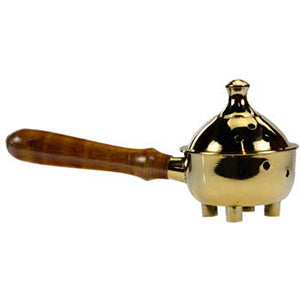 Wood Handled Brass burner 7" - Wiccan Place