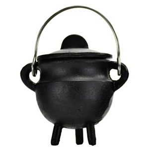 Plain cast iron cauldron w/ lid 2 3/4" - Wiccan Place