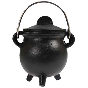 Plain cast iron cauldron w/ lid 3" - Wiccan Place