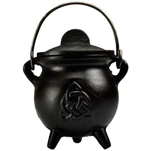 Triquetra cast iron cauldron w/lid 3" - Wiccan Place