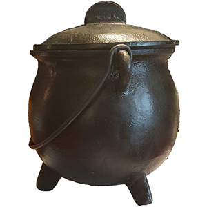 Cast iron cauldron w/ lid 8" - Wiccan Place