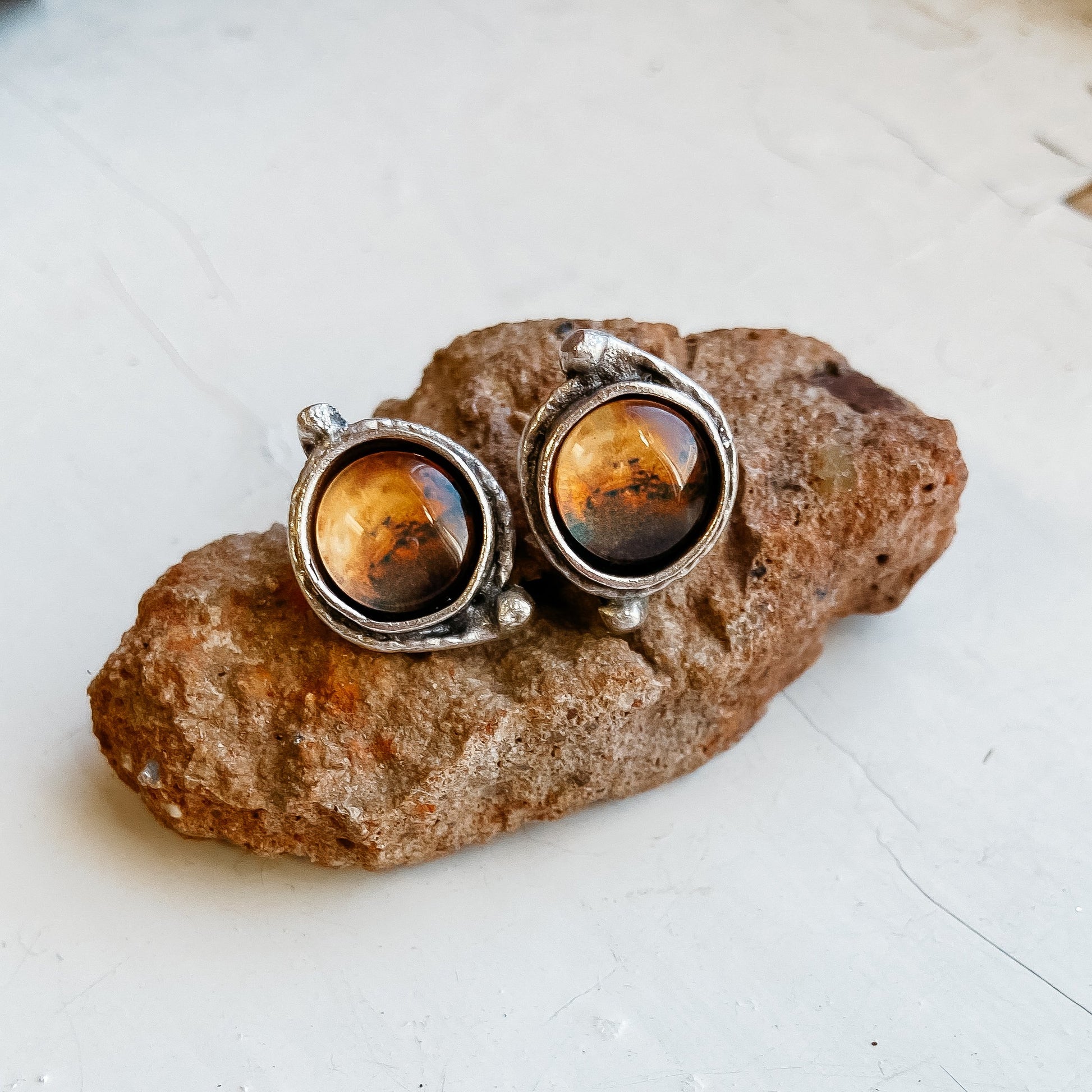 Mars and Moons Earrings - Stud or Leverback