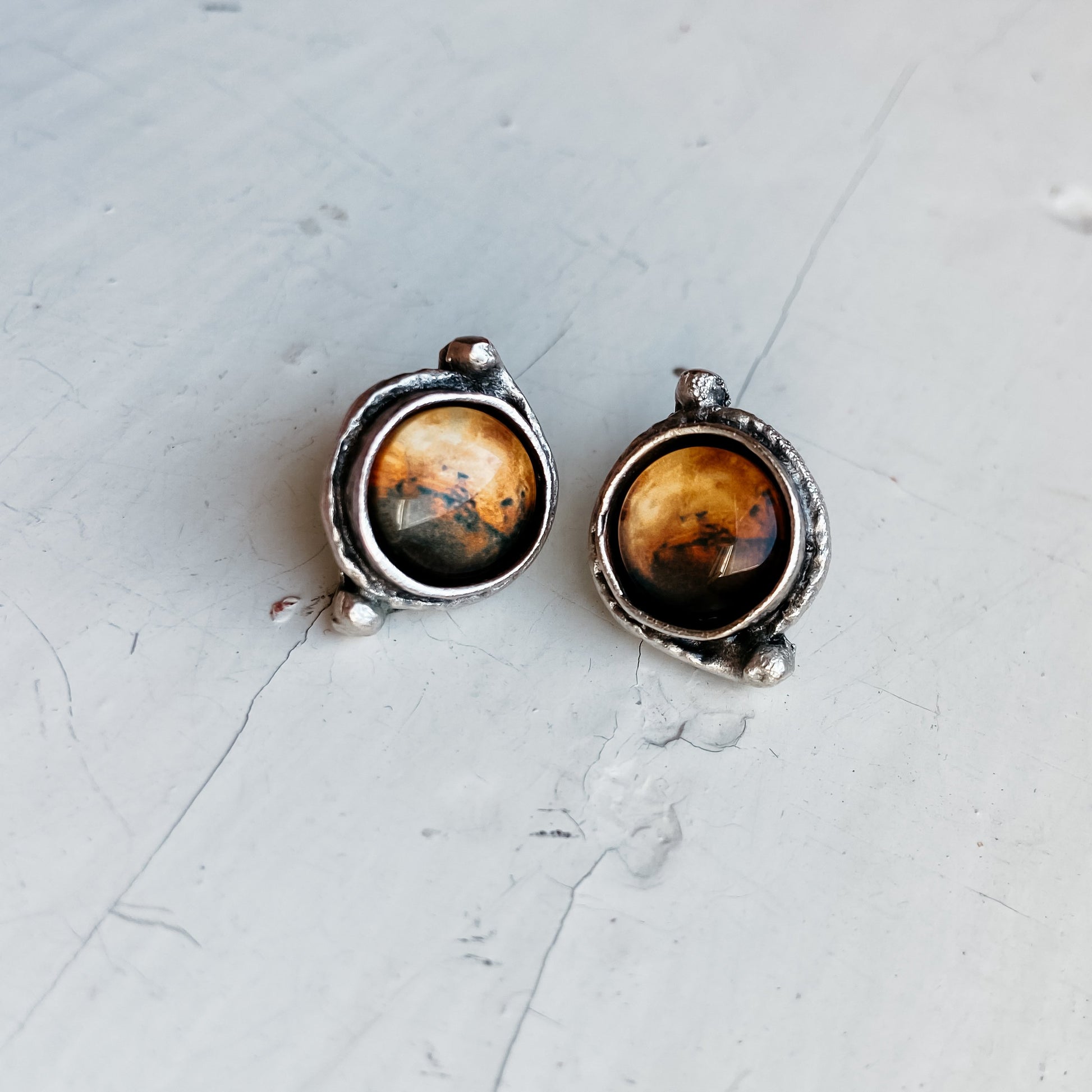 Mars and Moons Earrings - Stud or Leverback