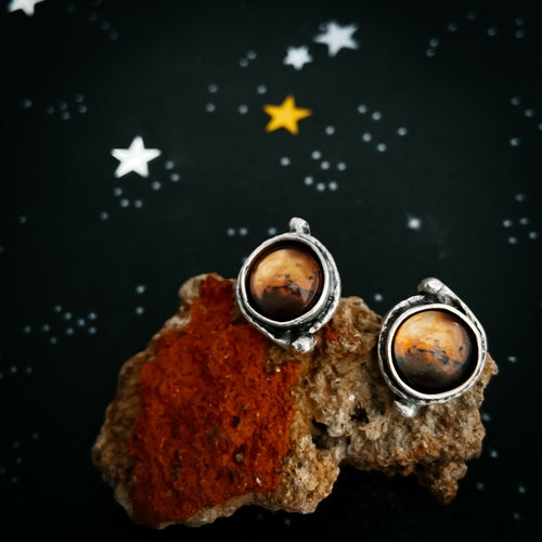 Mars and Moons Earrings - Stud or Leverback