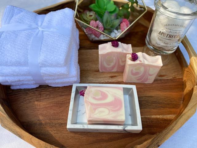 Berry Clean Cherry Bomb Cold Process Soap with Flower embed